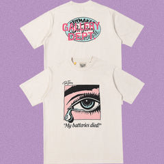 Gallery Dept. Crying Eye "My batteries died" Short Sleeve T-Shirt - Cream