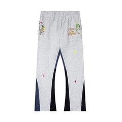 Gallery Dept. "DEPT. de la GALERIE" Paint Splatter Contrast Panel Sweatpants - Heather Grey