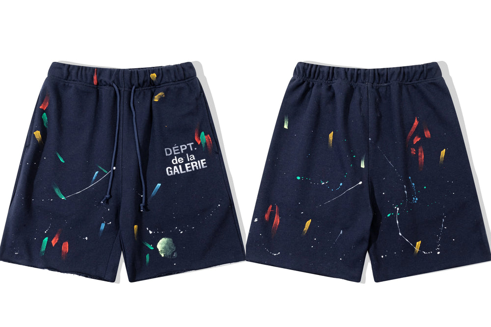 Gallery Dept. Paint Splatter French Terry Shorts - Dark Navy