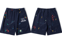 Gallery Dept. Paint Splatter French Terry Shorts - Dark Navy