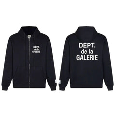Gallery Dept. "Dépt. de la Galerie" Zip Hoodie – White French Print, Oversized Fit