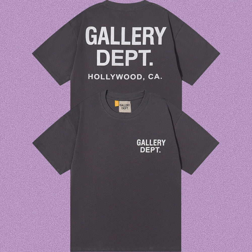 Gallery Dept. Hollywood Logo Short Sleeve T-Shirt - Dark Grey/White