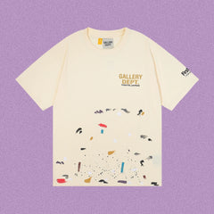 Gallery Dept. Paint Splatter Graphic Short Sleeve T-Shirt - Cream
