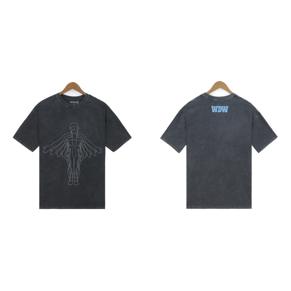 Who Decides War Winged Anatomy Graphic T-Shirt - Washed Black/White