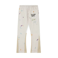 Gallery Dept. Paint Splatter Contrast Panel Sweatpants - Off-White / Cream