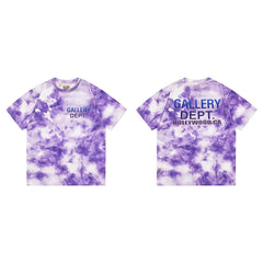 Gallery Dept. Marble Tie-Dye Hollywood Logo Short Sleeve T-Shirt - Purple