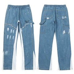 Gallery Dept. Contrast Side Panel Paint Splatter Denim Cargo Pants
