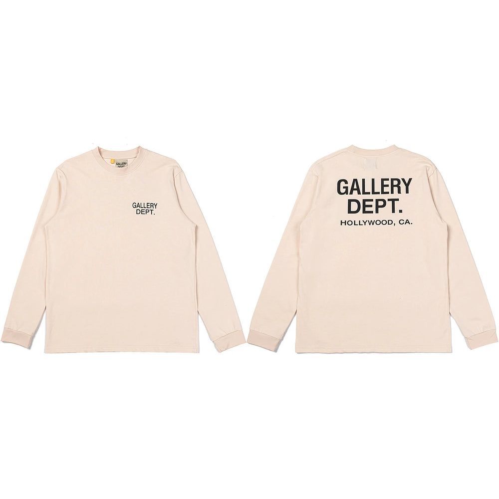 Gallery Dept. Hollywood Logo Long Sleeve T-Shirt - Beige/Oatmeal