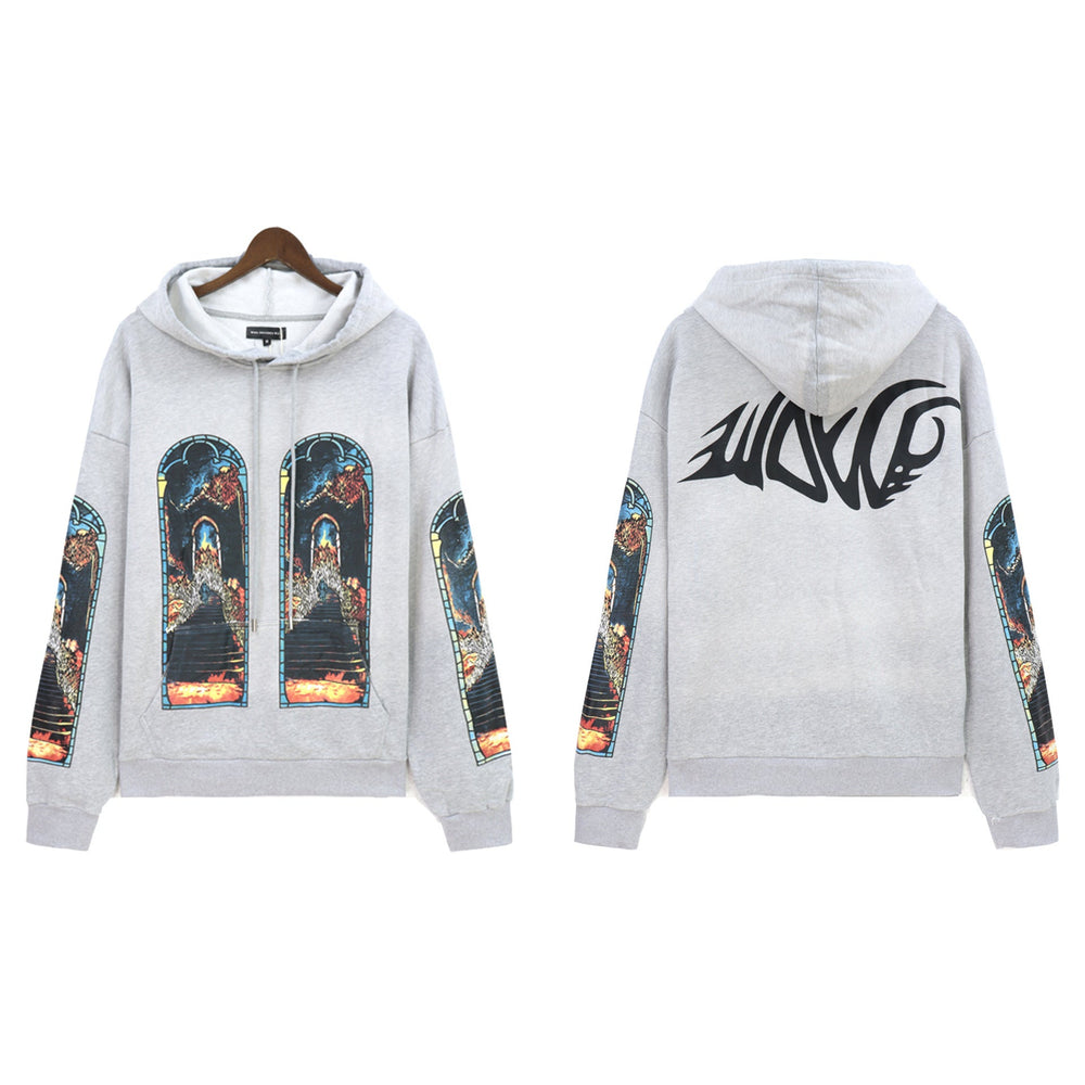 Who Decides War Lettering Stained Glass Hoodie - Light Grey/Multi
