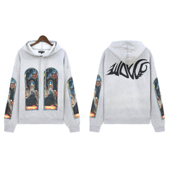 Who Decides War Lettering Stained Glass Hoodie - Light Grey/Multi