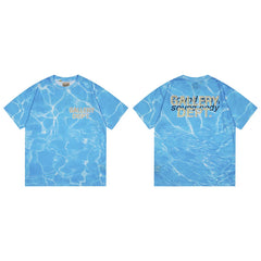 Gallery Dept. Water-Effect Tie-Dye Sound Mind Short Sleeve T-Shirt - Blue