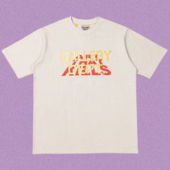 Gallery Dept. Layered Typography Short Sleeve T-Shirt - Cream/Red-Yellow