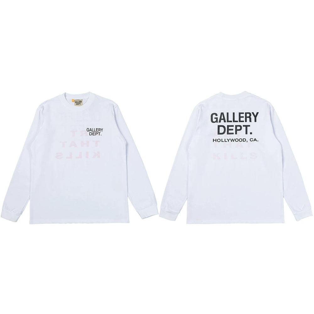 Gallery Dept. Hollywood Logo Long Sleeve T-Shirt - White/Faint Red