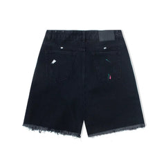 Gallery Dept. Distressed Paint Splatter Black Denim Shorts