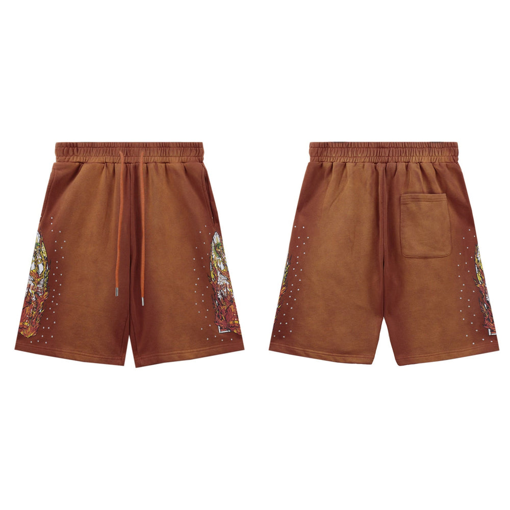 Who Decides War Flame Stained Glass Shorts - Brown/Copper Wash