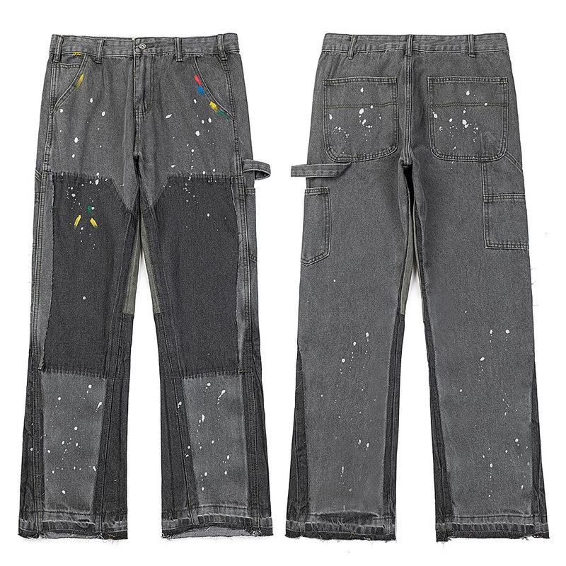 Gallery Dept. Paint Splatter Contrast Knee Patch Charcoal Denim Jeans