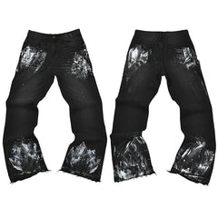 Gallery Dept. Heavy Brushstroke Paint Splatter Washed Black Denim Jeans