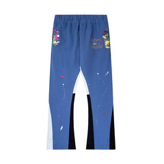 Gallery Dept. "DEPT. de la GALERIE" Paint Splatter Contrast Panel Sweatpants - Royal Blue