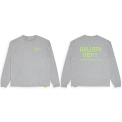 Gallery Dept. Hollywood Logo Long Sleeve T-Shirt - Light Grey/Neon Yellow