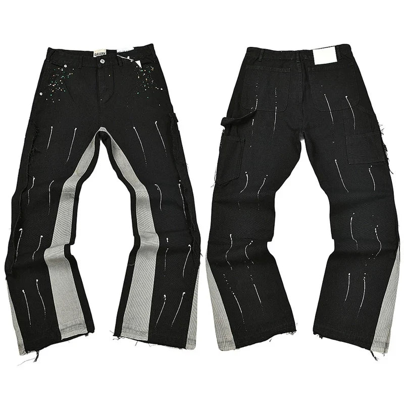 Gallery Dept. Contrast Side Panel & Spray Stripe Utility Cargo Pants