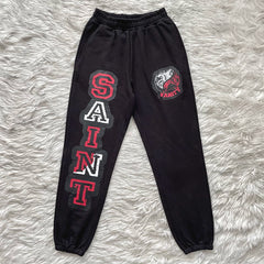 Saint Vanity Varsity Applique Sweatpants - Black/Red