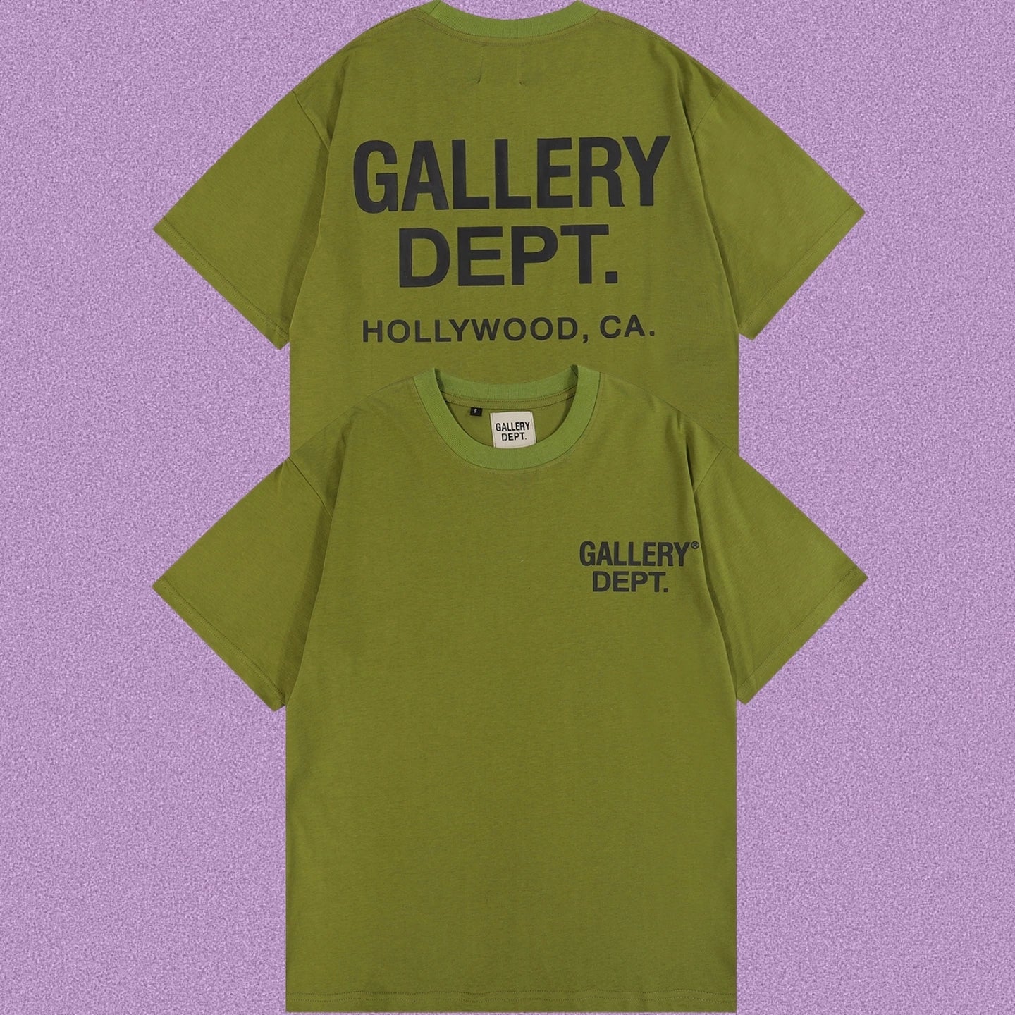 Gallery Dept. Hollywood Logo Short Sleeve T-Shirt - Olive Green/Black