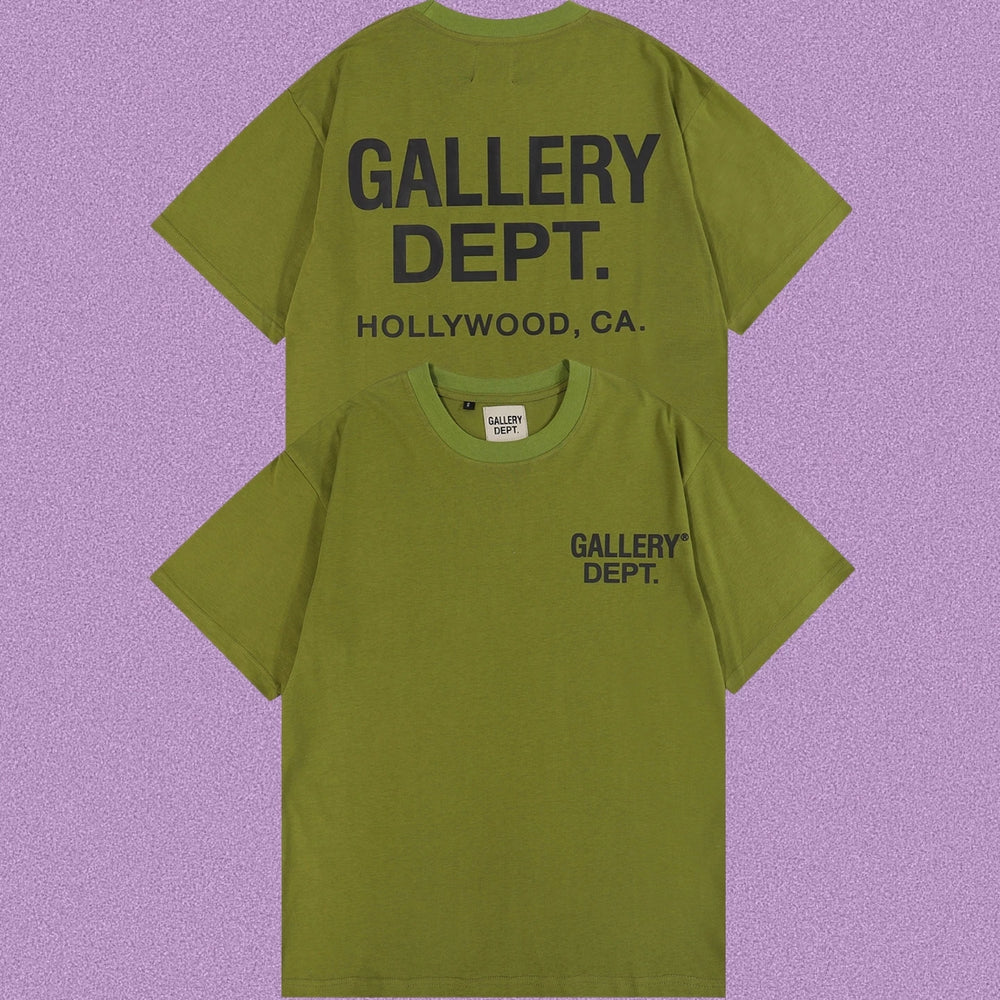 Gallery Dept. Hollywood Logo Short Sleeve T-Shirt - Olive Green/Black