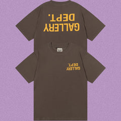 Gallery Dept. Inverted Logo Short Sleeve T-Shirt - Dark Brown/Yellow