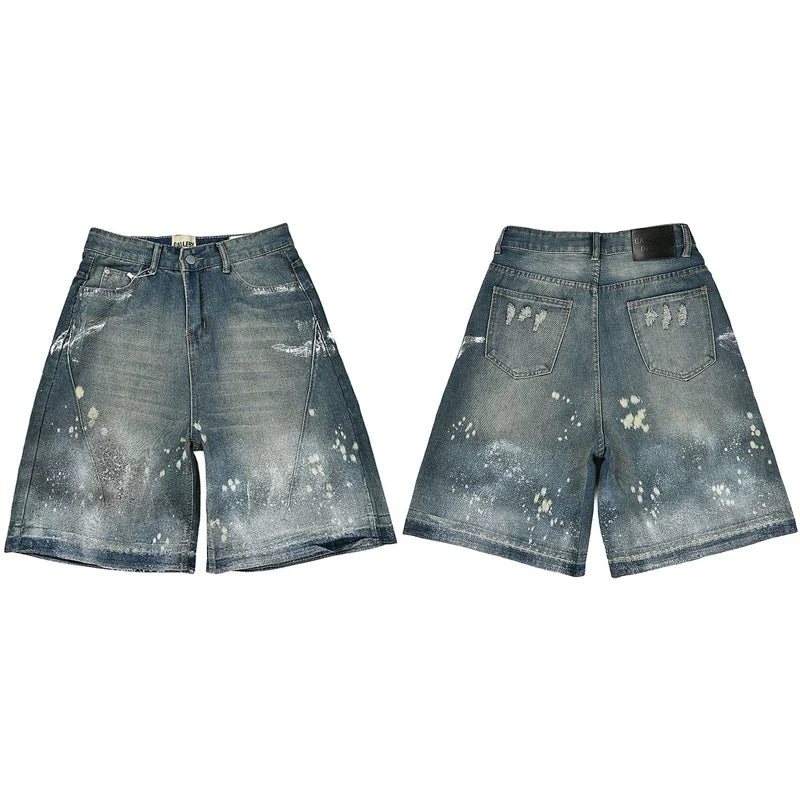 Gallery Dept. Spray Stripe & Paint Splatter Denim Shorts