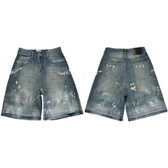 Gallery Dept. Spray Stripe & Paint Splatter Denim Shorts