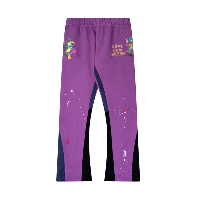 Gallery Dept. "DEPT. de la GALERIE" Paint Splatter Contrast Panel Sweatpants - Purple