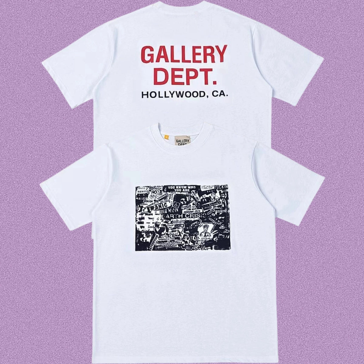 Gallery Dept. Newspaper Collage Graphic Short Sleeve T-Shirt - White/Red