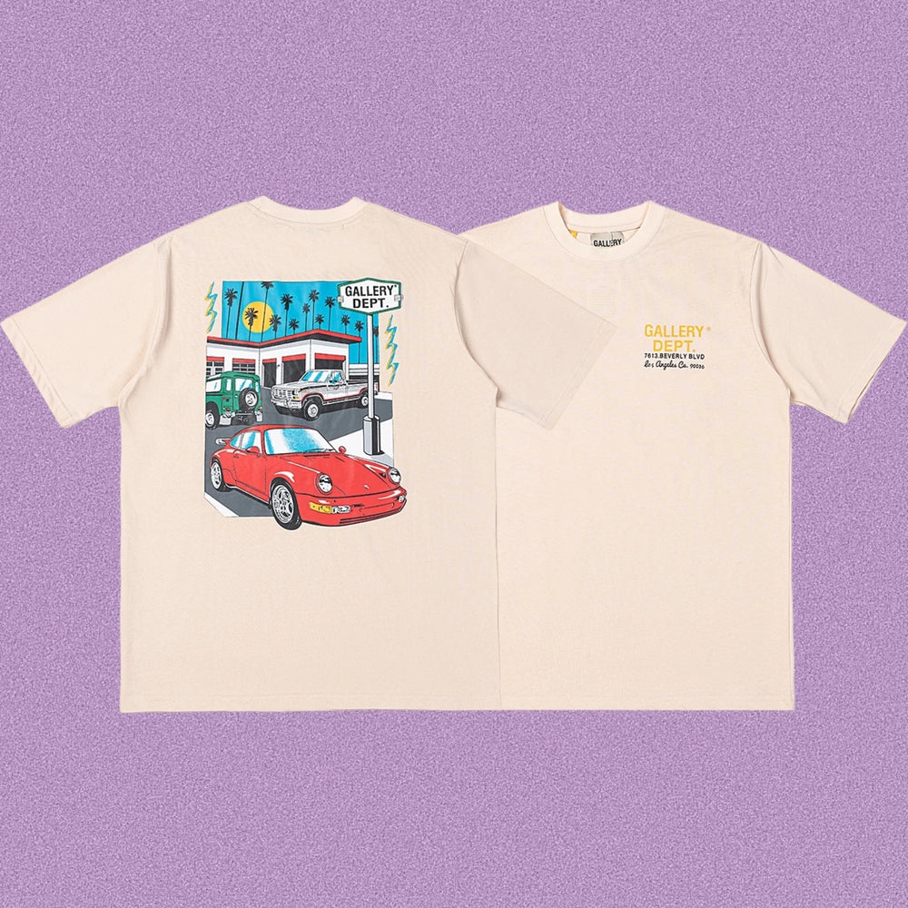 Gallery Dept. Street Scene Sports Car Short Sleeve T-Shirt - Khaki
