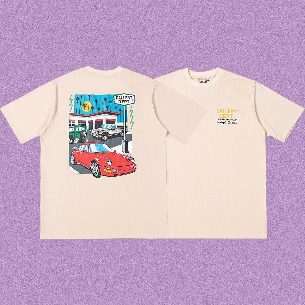 Gallery Dept. Street Scene Sports Car Short Sleeve T-Shirt - Khaki