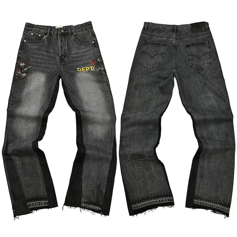 Gallery Dept. DEPT. Logo Contrast Side Panel Washed Black Denim Jeans