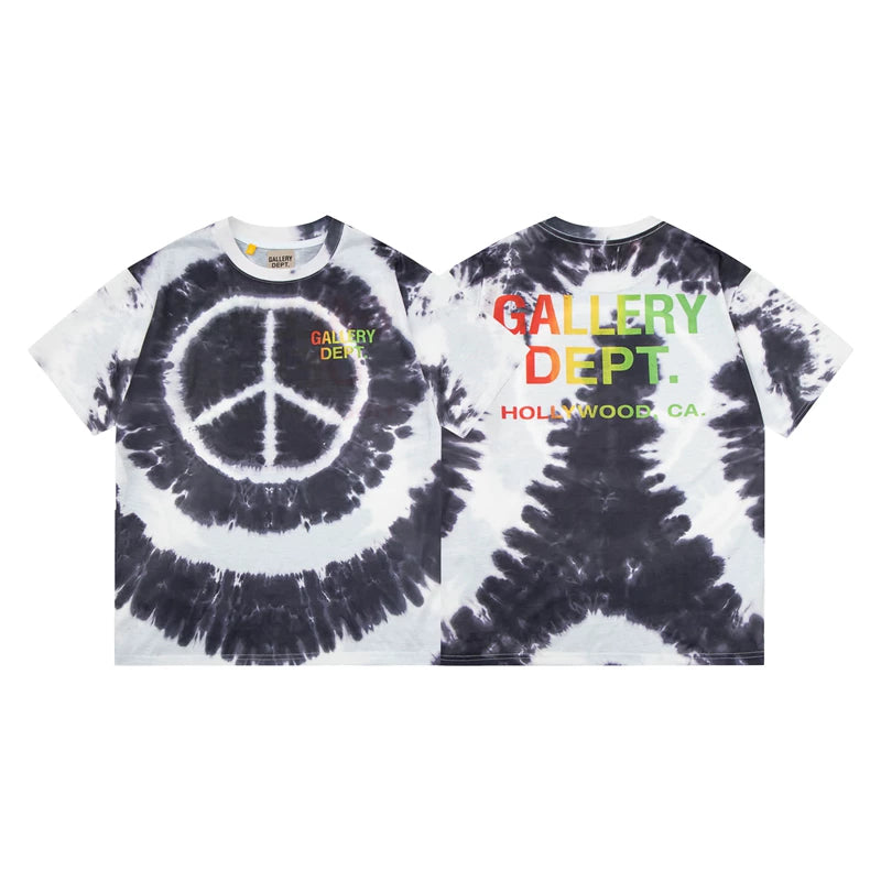 Gallery Dept. Tie-Dye Peace Sign Short Sleeve T-Shirt - Black/White