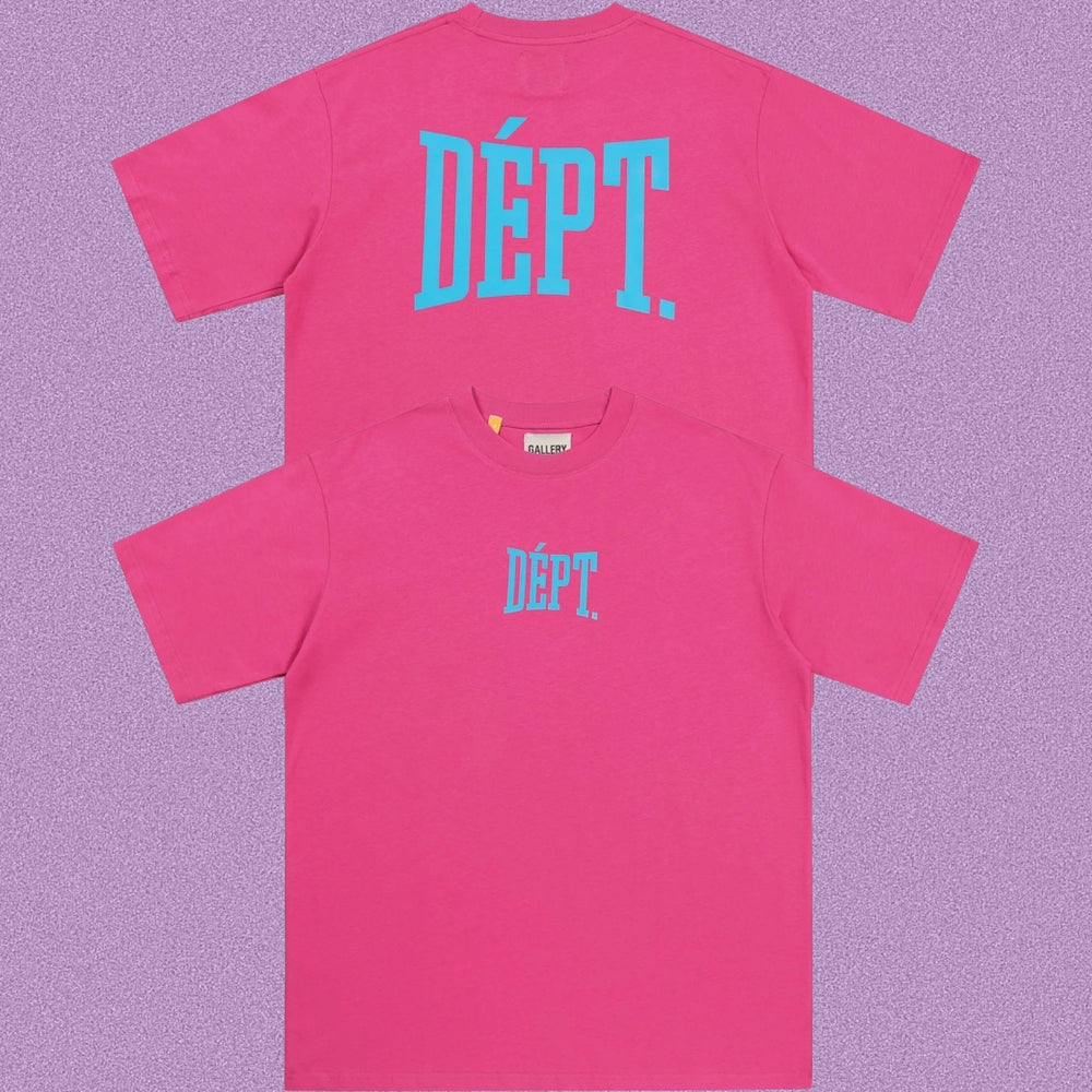 Gallery Dept. Arch Logo Short Sleeve T-Shirt - Pink/Cyan
