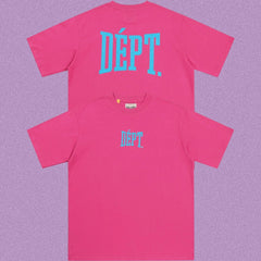 Gallery Dept. Arch Logo Short Sleeve T-Shirt - Pink/Cyan