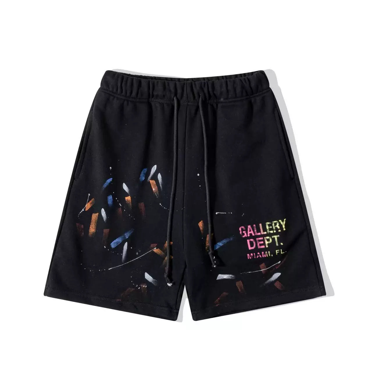 Gallery Dept. Paint Splatter & Miami Logo French Terry Shorts - Black