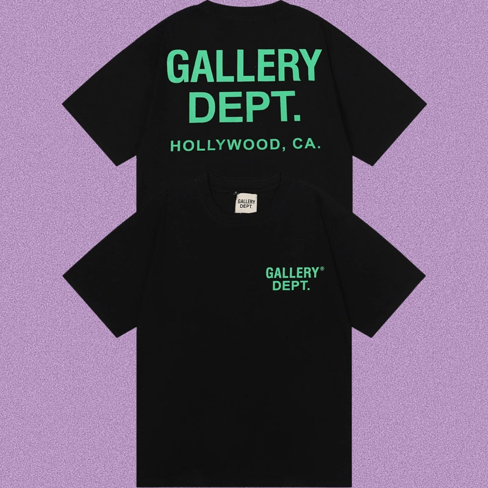 Gallery Dept. Hollywood Logo Short Sleeve T-Shirt - Black/Green