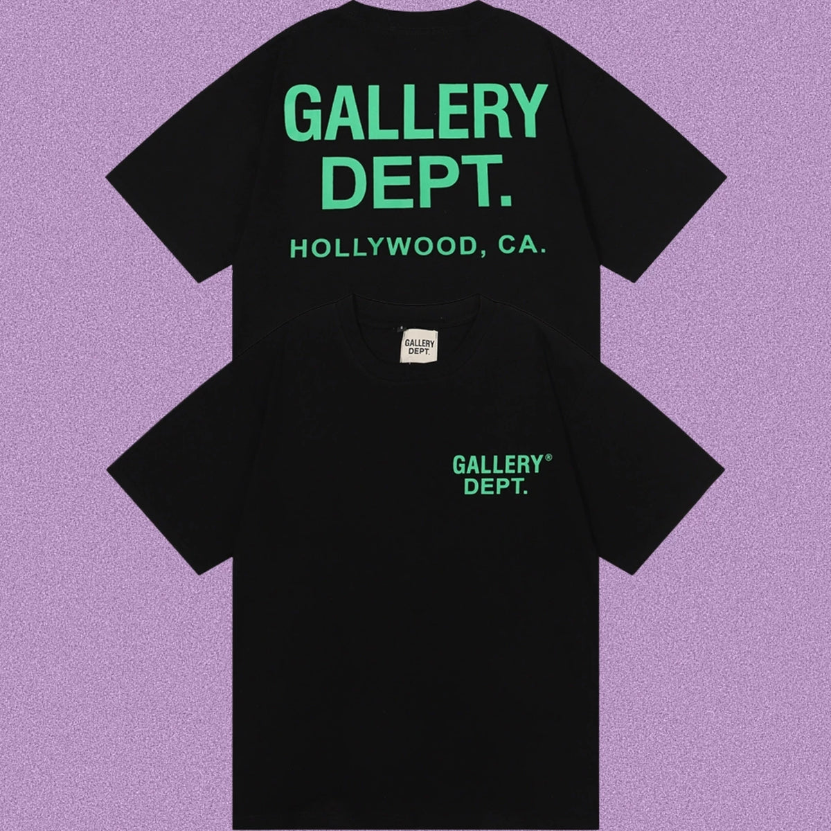 Gallery Dept. Hollywood Logo Short Sleeve T-Shirt - Black/Green