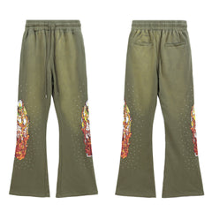 Who Decides War Flame Stained Glass Sweatpants - Olive Green Wash
