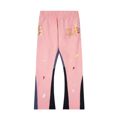 Gallery Dept. "DEPT. de la GALERIE" Paint Splatter Contrast Panel Sweatpants - Pink