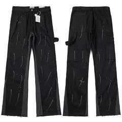 Gallery Dept. Paint Splatter & Contrast Panel Black Cargo Pants