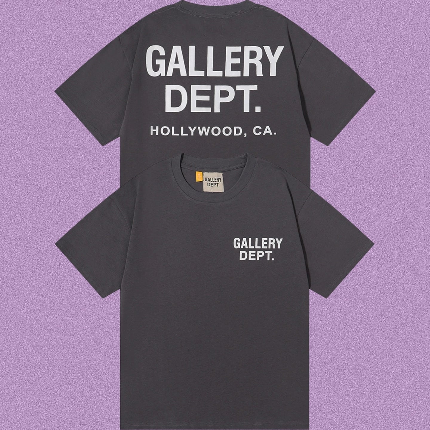 Gallery Dept. Hollywood Logo Short Sleeve T-Shirt - Dark Grey/White