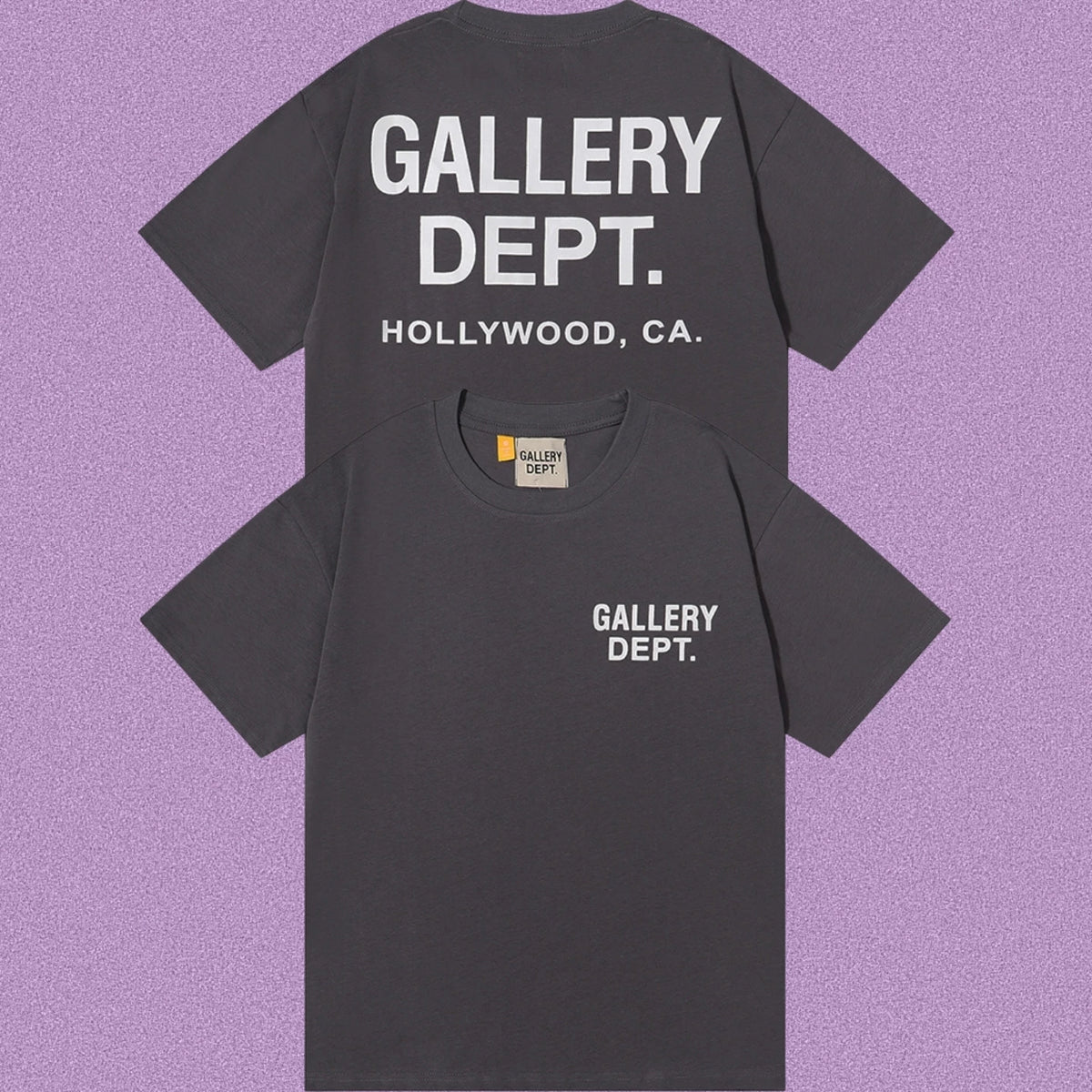 Gallery Dept. Hollywood Logo Short Sleeve T-Shirt - Dark Grey/White