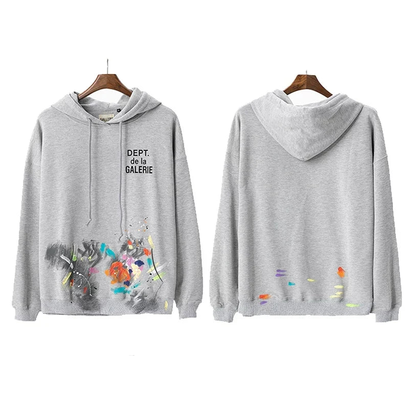 Gallery Dept Paint Splatter Grey Hoodie