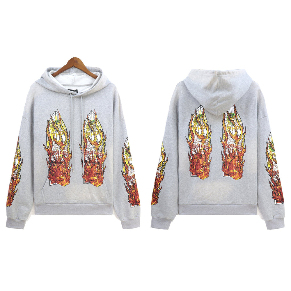 Who Decides War Flame Stained Glass Hoodie - Light Grey/Silver