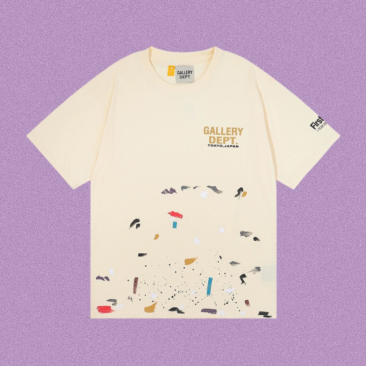 Gallery Dept. Paint Splatter Graphic Short Sleeve T-Shirt - Cream