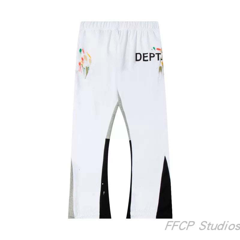 Gallery Dept. "DEPT." Paint Splatter Contrast Panel Sweatpants - White